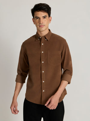 Men's Relaxed Corduroy Shirt - Brown
