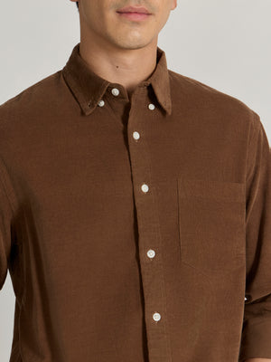 Men's Relaxed Corduroy Shirt - Brown