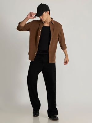 Zorin - Relaxed Corduroy Shirt - Brown - Espanshe