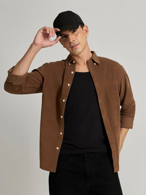 Zorin - Relaxed Corduroy Shirt - Brown - Espanshe