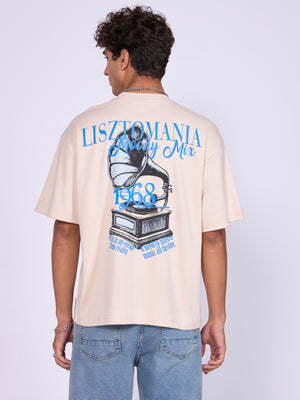 men wearing Lisztomania Retro Music Graphic T-Shirt - Cream