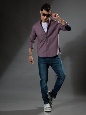Classy - Turkish Fit Shirt With Elbow Patch - Pale Purple - Espanshe
