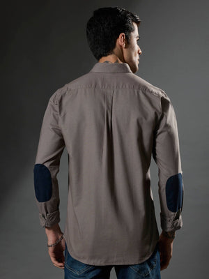 Classy - Turkish Fit Shirt With Elbow Patch - Dark Grey - Espanshe