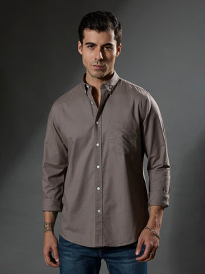 Classy - Turkish Fit Shirt With Elbow Patch - Dark Grey - Espanshe