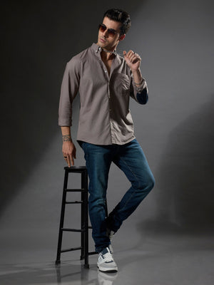 Classy - Turkish Fit Shirt With Elbow Patch - Dark Grey - Espanshe