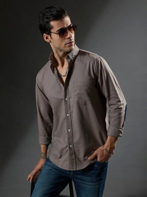 Classy - Turkish Fit Shirt With Elbow Patch - Dark Grey - Espanshe