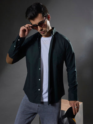 Classy - Turkish Fit Shirt with Elbow Patch - Dark Green - Espanshe