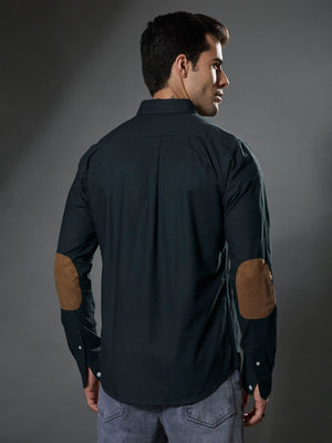 Classy - Turkish Fit Shirt with Elbow Patch - Dark Green - Espanshe