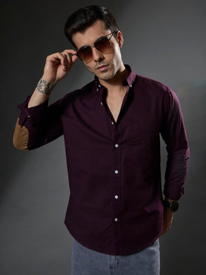 Classy - Turkish Fit Shirt with Elbow Patch - Maroon - Espanshe