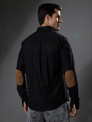 Classy - Turkish Fit Shirt with Elbow Patch - Black - Espanshe