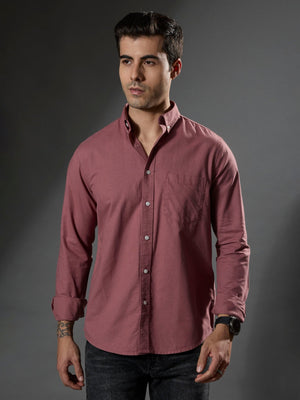 Classy - Turkish Fit Shirt With Elbow Patch - Dusty Rose - Espanshe