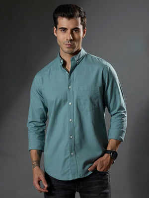 men's aqua green Turkish fit cotton shirt with breast pockets and elbow patches
men's shirt latest collection