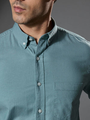 Classy - Turkish Fit Shirt With Elbow Patch - Aqua Green - Espanshe