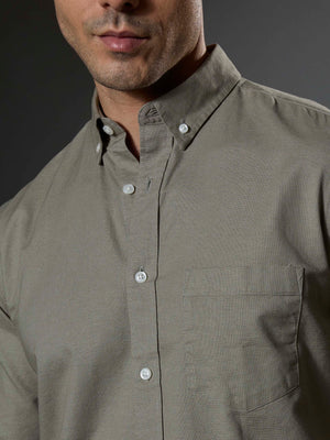 Classy - Turkish Fit Shirt With Elbow Patch - Cement Green - Espanshe