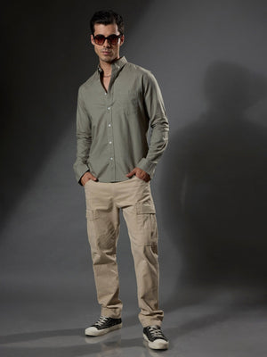 Classy - Turkish Fit Shirt With Elbow Patch - Cement Green - Espanshe