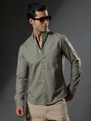 Classy - Turkish Fit Shirt With Elbow Patch - Cement Green - Espanshe