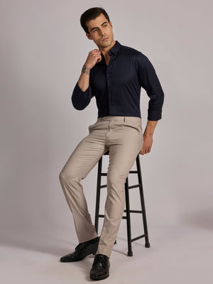 Yoyona - Turkish Fit Satin Shirt - Dark Navy - Espanshe