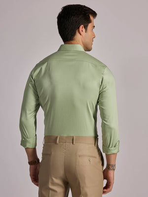 Yoyona - Turkish Fit Satin Shirt - Metalic Green - Espanshe