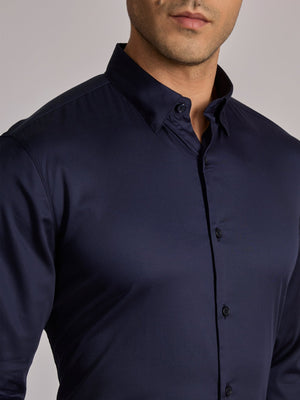 Yoyona - Turkish Fit Satin Shirt - Ink Blue - Espanshe