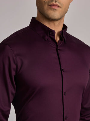 Yoyona - Turkish Fit Satin Shirt - Wine - Espanshe