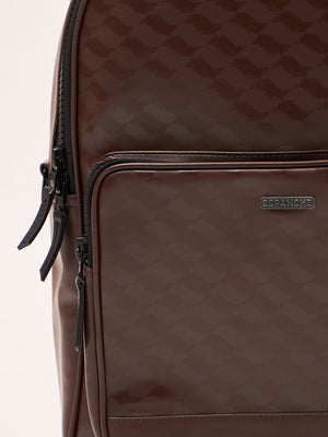 Blair - Brown Monogram Leather Backpack - Espanshe