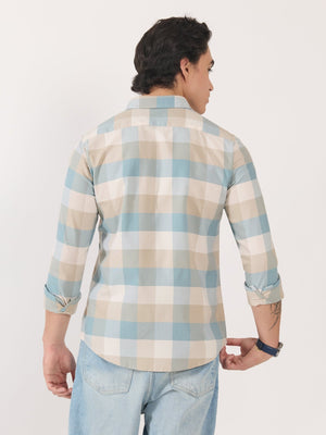 Katasha - Turkish Fit Checked Shirt - Blue & Beige - Espanshe
