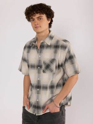 Orvar - Half Sleeve Checks Shirt - Black - Espanshe