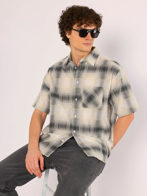 Orvar - Half Sleeve Checks Shirt - Black - Espanshe