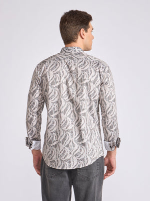 Ulfred - Satin Digital Printed Shirt - Light Goldenrod Yellow - Espanshe