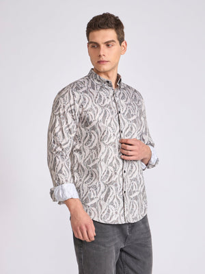 Ulfred - Satin Digital Printed Shirt - Light Goldenrod Yellow - Espanshe