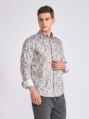 Men's Satin Digital Printed Shirt - Light Goldenrod Yellow