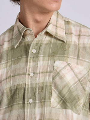 Talbot - Drop Shoulder Checks Shirt - Light Olive - Espanshe