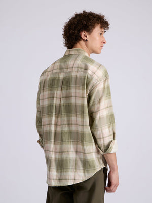 Talbot - Drop Shoulder Checks Shirt - Light Olive - Espanshe