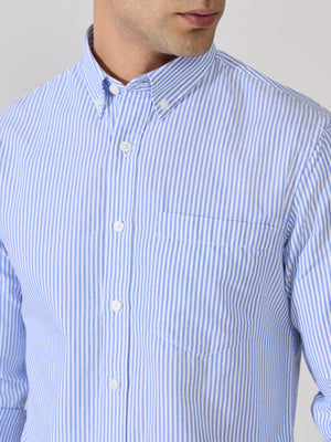 Neocut - Relaxed Striped Oxford Shirt - Blue - Espanshe