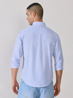 Neocut - Relaxed Striped Oxford Shirt - Blue - Espanshe