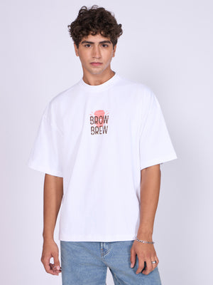 Men's Printed Baggy T-Shirt - white