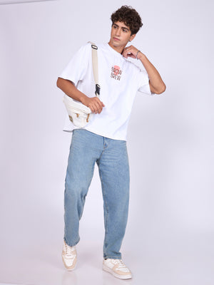 Men's Printed Baggy T-Shirt - white