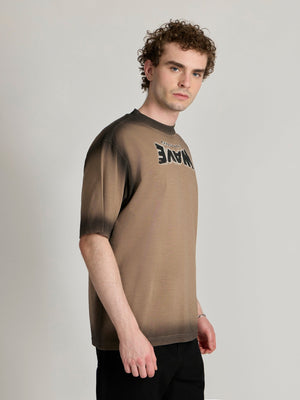 Lona - Wave Printed Baggy T-Shirt - Brown - Espanshe