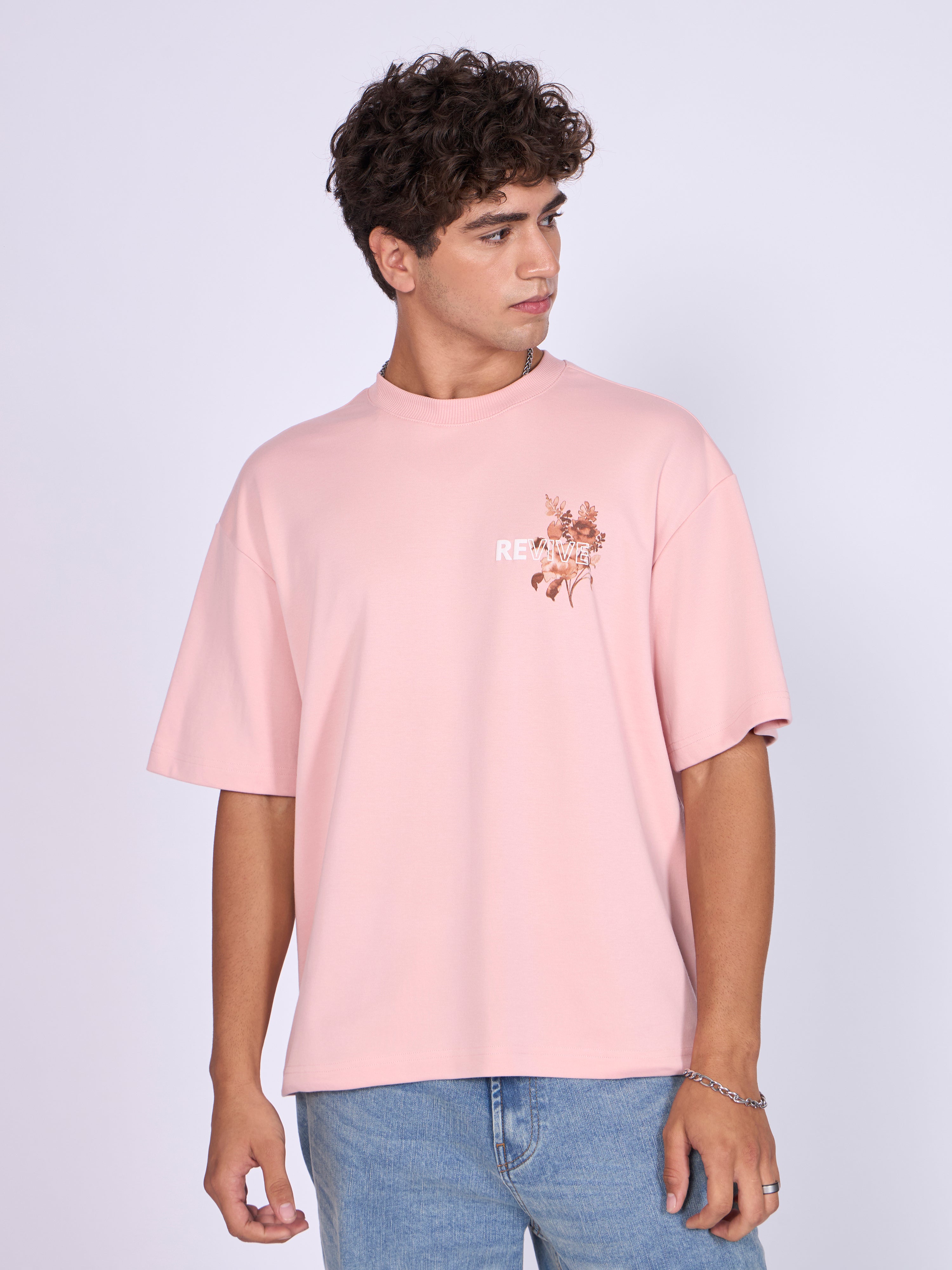 Trace - Revive Printed Loose Fit T-Shirt - Pink