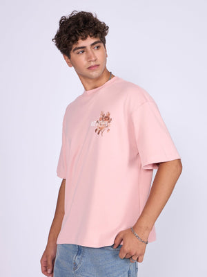 Trace - Revive Printed Loose Fit T-Shirt - Pink - Espanshe