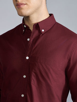 Flux - Relaxed Fit Oxford Shirt - Maroon - Espanshe