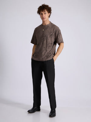 men's Distressed T Shirt in Coffee