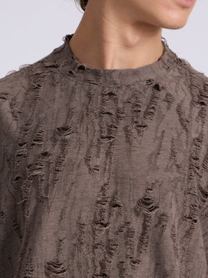 men's Distressed T Shirt in Coffee