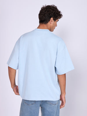 Men's Printed Baggy T-Shirt - Baby Blue
