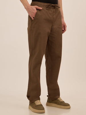 Luxeloom - Relaxed Fit Cotton Trouser - Brown - Espanshe