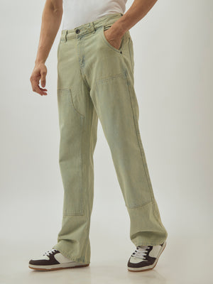 men's flared jeans in stained blue