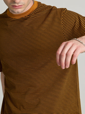 Ionathan - Striped Crew T-Shirt - Mustard Yellow - Espanshe