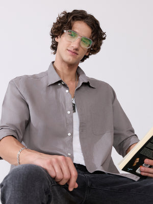 Men's Comfort Fit grey Linen Shirt