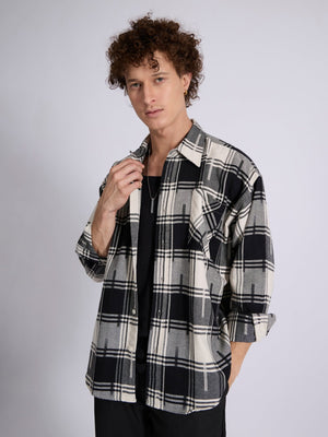 Talbot - Drop Shoulder Checks Shirt - Black - Espanshe