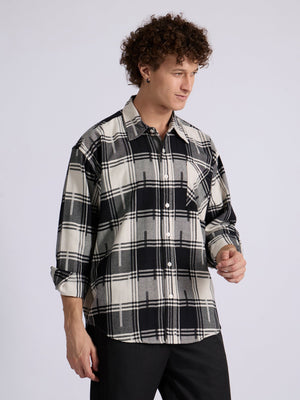 Talbot - Drop Shoulder Checks Shirt - Black - Espanshe